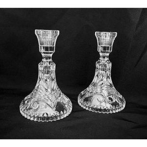 Vintage American Brilliant Cut Period ABP Set Of (2) Crystal Candle Holders
